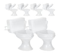 DOITOOL 6pcs Mini Toilet Doll House Furniture Set, Realistic Plastic Doll Bathroom Accessories for Kids Pretend Play, White Decorative Miniature Toilets for Dollhouse