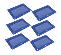 DOITOOL 6pcs Oxford 3 Ring Pencil Pouch Stationery Bags Large Capacity Blue File Organizers for Office School B5 Document Storage