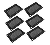 DOITOOL 6pcs Oxford Cloth Pencil Case Three Holes B5 Document Folder Large Capacity Pen Pouch Black Office Stationery Organiser for School and Work