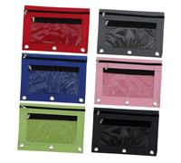 DOITOOL 6Pcs Oxford Cloth Stationery Bags with Mesh Window Multi-Function Pencil Pouches for School Office Document Storage in Black Red Blue Pink Green Gray