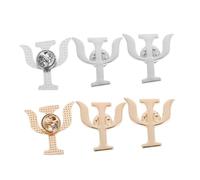 DOITOOL 6pcs Psychology Themed English Lapel Pins Psi Symbol Brooch Pin Vintage Sturdy Alloy Decorative Brooch Secure Clasp for Psychiatrists Women Party Coats Dresses