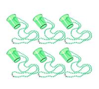 DOITOOL 6pcs Reusable Green Shot Glass Necklaces for Bachelor Party Decorations, Novelty Bead Jewelry with Festive Beads, St Patrick’S Day and Theme Party Accessories