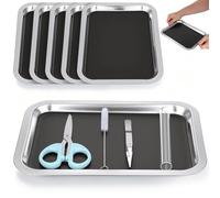 DOITOOL 6pcs Stainless Steel Dissection Tray with Wax, Rectangular Biology Lab Pan for Students and Teachers, Easy to Clean and Slip-resistant, for Advanced Biology Labs and Colleges