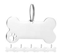 DOITOOL 6pcs Stainless Steel Dog Id Tags Bone Shape Pet Nameplates Hollow Paw Design 40x20mm Anti-Lost Collar Accessories for Puppies and Dogs