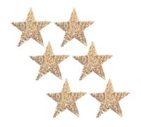 DOITOOL 6pcs Star Iron on Appliques Glitter Sequin Patches for Sweaters and Clothes, Golden, Iron or Sew, Five Pointed Star, Holiday Outfits