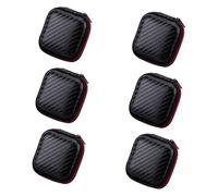 DOITOOL 6pcs Waterproof Earphone Storage Bag Set with Zipper Data Cable Organizer Pouch Portable Electronics Travel Headset Carrying Case Black and Red