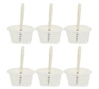 DOITOOL 6Pcs Wicker Storage Basket with Handle - Oval White Vegetable Picking Baskets for Shelves - Rattan Pastoral Style Food Hamper Box Tray Set for Kitchen Fruit Flower Garden Arrangement