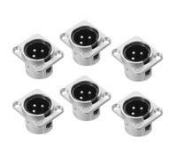 DOITOOL 6pcs Xlr 3 Pin Male Panel Mount Socket for Audio Equipment | Nickel Finish, Modular Build, Secure Connection, Space Saving, for Conference Stages and Speaker Devices