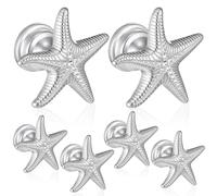 DOITOOL 6pcs Zinc Alloy Single Hole Cabinet Handles Sea Star Shape Drawer Pulls Silver Finish for Furniture and Dresser Drawers in Modern Interior Use