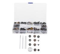 DOITOOL 70 Sets Leather Snap Button and Press Button Kit with Brass Fasteners, 15mm Four-Part Snap Closures for Sewing Leather Craft DIY Projects