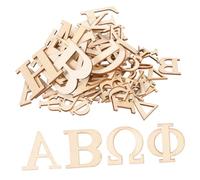DOITOOL 72Pcs Wooden Greek Letters Cutouts Natural Wood Decorative Appliques for DIY Crafts Flat Alphabet Discs for Home Decor Educational Spelling and Creative Art Projects