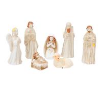 DOITOOL 7pcs Resin Nativity Figurines Set - Miniature Manger Scene Statues for Christmas Decor - Biblical Jesus Birth Scene Ornaments for Christian Holiday Tabletop Display