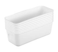 DOITOOL 8 Pcs Plastic Storage Bins Rectangular Storage Boxes with Sl esign Portable Bathroom under Sink Pantry Space Optimization