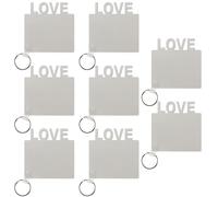 DOITOOL 8 Pieces White Density Board Sublimation Key Chains for Heat Transfer DIY Crafts, for Decorating Bags and Handicraft Items, Gift for Mum and Dad