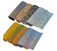 DOITOOL 8pcs A5 Glitter Leather Sheets PVC Material Shiny Glitter Leather Sheet with Vivid Assorted Colours for DIY Crafts and Handmade Projects Random Color