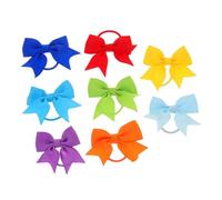 DOITOOL 8pcs Children’s Bowknot Shape Hair Ties Fabric Solid Color Hair Bands for Girls and Boys Toddler Baby Accessories Set