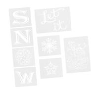 DOITOOL 8pcs Christmas DIY Painting Stencils Hollow Snowflake Letter Templates Reusable Craft Tools for Art Wall Furniture Decorations