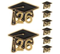 DOITOOL 8pcs Elegant Graduation Period Zinc Alloy Brooch Pin with Graduation Cap Design for Bags and Clothes and Memorial Pin Resisting Fading for Teachers and Students