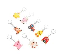 DOITOOL 8pcs Farm Animal Cartoon Keychain PVC Cute Bag Hanging Charms Backpack Decor Accessories