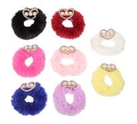 DOITOOL 8pcs Fluffy Hair Ties with Rhinestone Decoration Plush Material and Good Elasticity Soft Hair Scrunchies That Will Not Damage Or for Wedding Or Party