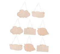DOITOOL 8pcs Hanging Blank Plaques Blank Wood Plaque Small Decorative Signboard Unfinished Sign Wood Sign Hanging Unfinished Decorative Banner