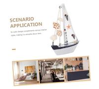 DOITOOL 8pcs Wooden Sailboat Model with Shell Accents Rustic Nautical Decor Vintage Beach Figurines for Home Office Tabletop Living Collectible Ocean Figurines