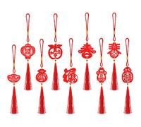 DOITOOL 9pcs Chinese Style Red Tassel Pendants Indoor and Outdoor Use Home Decor Ornaments for Office and Festival Atmosphere Spring Festival Decorations Assorted style