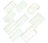 DOITOOL 9pcs Geometric Drawing Template Stencils Set with Circle and Oval Rulers, Plastic Measuring Tools for Artists and Engineers, Desktop Drawing Aid for Geometry and Craft Design