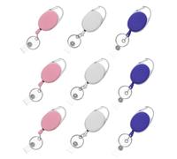 DOITOOL 9pcs Retractable Oval Badge Holder Clip Set with Keychain, Multi-Color Id Card Reel with Pull Cord for Work and Office Use