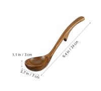 DOITOOL Acacia Wood Wooden Ladle Spoon with Hook, Medium 24X7Cm Non-Stick Cooking Spoon for Soup and Porridge, Natural Wooden Kitchen Serving Utensil for Home Cooking