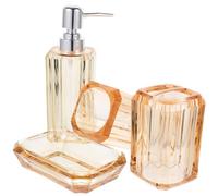 DOITOOL Accessory Practical Set Acrylic Stylish Toothbrush with Bathroom Holder and Soap Dish in Golden Colour, Sturdy with Stainless Steel Details, for Bathroom Use