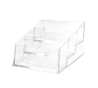 DOITOOL Acrylic Business Card Holder Three Slots Name Holder for Office Supplies Desk Organization Stylish Table Storage Box for Notes Stationery for Teachers