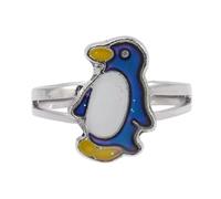 DOITOOL Adjustable Color Changing Penguin Animal Ring Zinc Alloy Epoxy Material, Open Band Design for Women and Teen Girls for Dating and Holiday Occasions