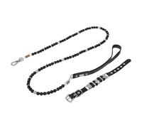DOITOOL Adjustable Pearl and Rhinestone Dog Collar with Leash for Small Dogs Stylish Pet Traction Rope for Walking Training and Holiday Events Elegant Puppy Accessory in Pink Xs