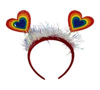 DOITOOL Adjustable Size Pride Headband with Rainbow Proud Design, Plush and Plastic Hair Hoop Not Easy to Fall, for Pride Month Events and Outdoor Sports Accessories
