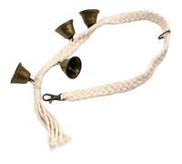 DOITOOL Adjustable Sturdy Cotton Rope Hanging Door Bell 74X3Cm Vintage Manual Shaking Iron Retro Door Pendant for Home Garden Decor