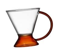 DOITOOL Amber Handle Glass Tea Cup Stylish Coffee Mug with Smooth Edge for Tea Dessert Hot Drinks Home Use