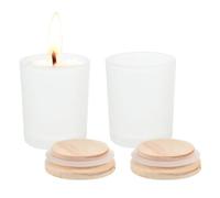 DOITOOL Aromatherapy Candle Cups 2Pcs - 184ml Frosted Glass Candle Making Jars with Natural Wooden Lids - Heat-Resistant Empty Containers for DIY Scented Home Decor and Meaningful