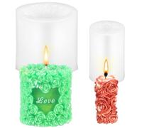 DOITOOL Aromatherapy Rose Flower Candle Moulds, 2Pcs Cylindrical Silicone Soap Molds for DIY Scented Candle Crafting at Birthday and Wedding Celebrations