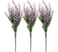 DOITOOL Artificial Plants Set Made of Silk Cloth and Plastic and Tear Drop Design 3pcs with Purple Pearl Fruit Realistic Fake Plants for Parties and Home Decoration