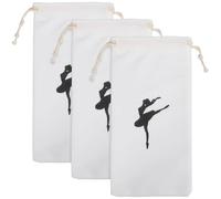 DOITOOL Ballet Shoe Bags 3Pcs Cotton Drawstring Pouches 13X27Cm for Dance Training and Recital Storage