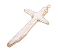 DOITOOL Baroque Cross Pearl Charms Natural Freshwater Pearl Pendants for DIY Jewelry Making Elegant Craft Supplies for Bracelets Necklaces Unique Artisan Touch