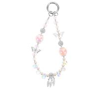 DOITOOL Beaded Charms Strap: Crystal Butterfly Phone Wrist Strap - Beaded Cellphone Charm Lanyard For Girls - Stylish Jewelry Chain For Phones/keys/bags