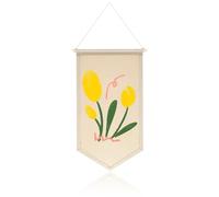 DOITOOL Beige Hanging Jewelry Organizer with Large Capacity Canvas and Wood Material for Safe Storage and Organization of Pin Jewelry, Wall Hanging Brooch Display Banner for Home or Room