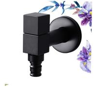DOITOOL Black Full Copper Washing Machine Faucet for Home Use Cold Water Sink Tap Durable Bathroom and Laundry Basin Fixture Elegant Square Design Material