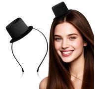 DOITOOL Black Mini Top Hat Headband, Women Fascinator Ringmaster Costume Accessories 1920s Tea Party Circus Hair Hoop, Tea Party Headwear Fascinator for Cosplay, Wedding, Christmas