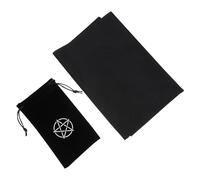 DOITOOL Black Pentacle Tablecloth and Drawstring Tarot Card Storage Bag, Comfortable Fabric Material for Divination and Game Props, Portable and Simple Design