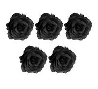 DOITOOL Black Rose Flower Hair Clips Clothes Accessory for Women 5pcs Decorative Clip-on Design Fabrics Brooches, Elegant Delicate Suitable for Funeral and Formal Occasions