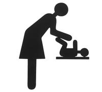 DOITOOL Black Stainless Steel Diaper Changing Sign Restroom Diaper Sign with Directions Versatile Use for Hotels and Offices