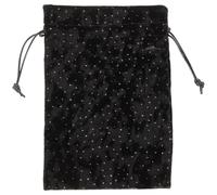 DOITOOL Black Velvet Drawstring Bag for Tarot Cards and Jewelry Storage, Decorative Cosmic Pattern Pouch with Rhinestones, Small Tarot Organizer for Travel and Home Use